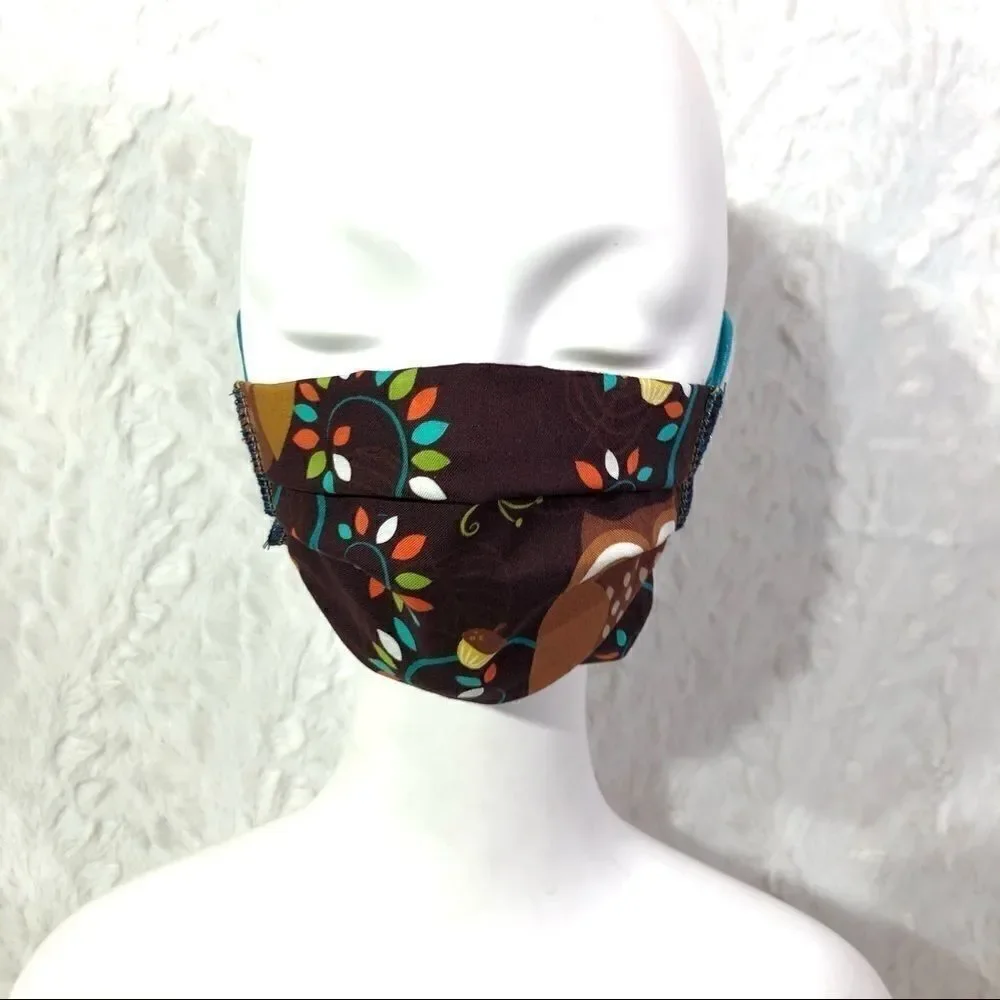 Owl leaves brown face mask PPE protection cover